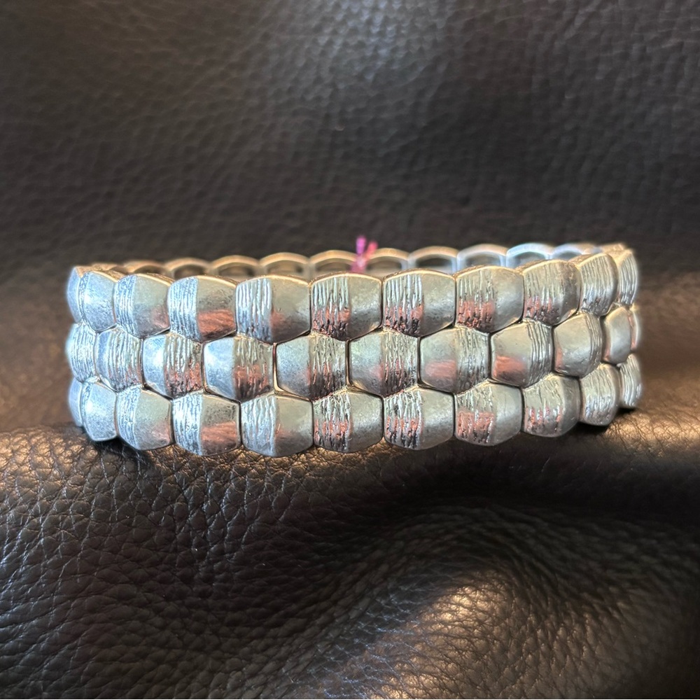 Lia Sophia Brushed Silver Stretch Bracelet.